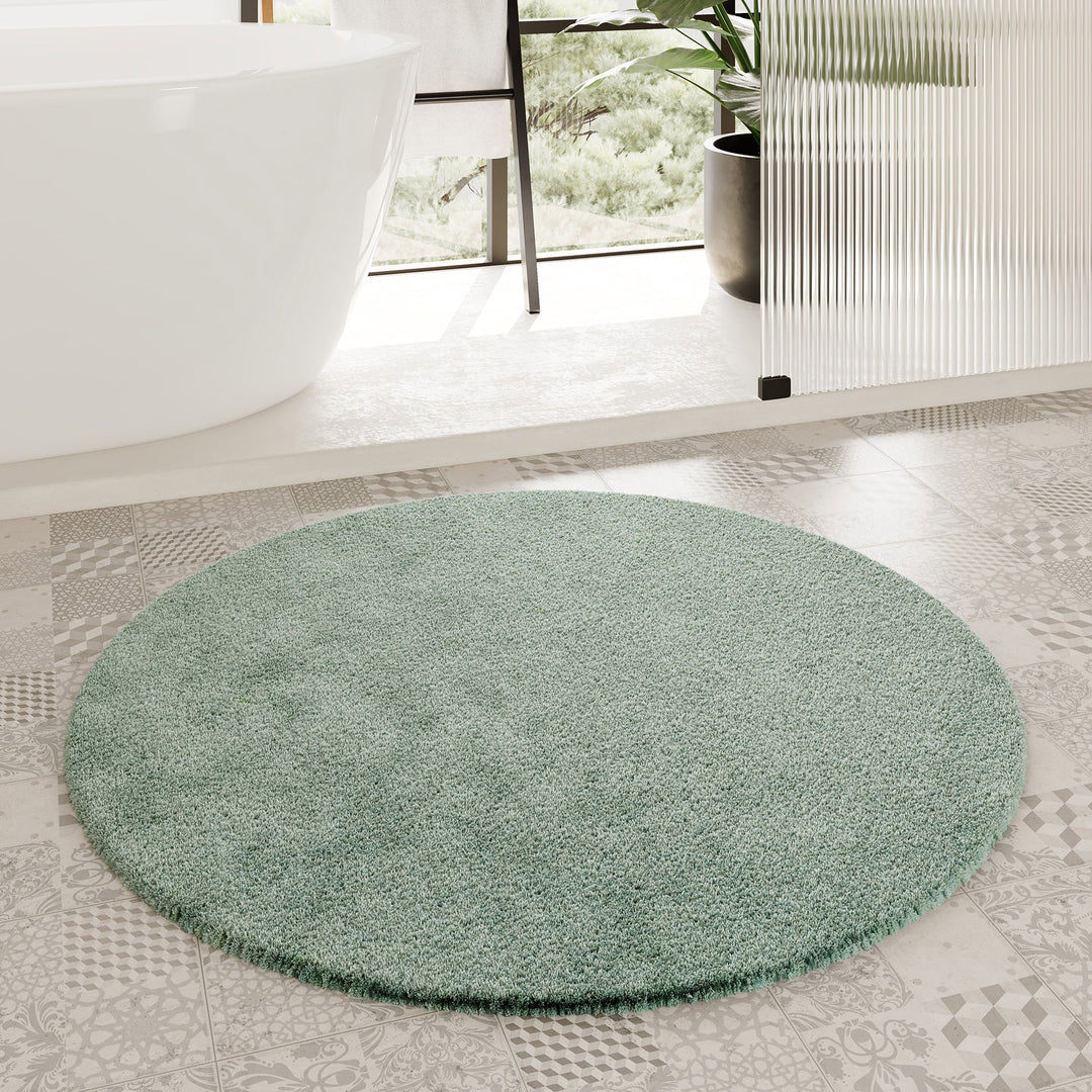Porto Azzurro Badteppich salbei grün Hochflor rund