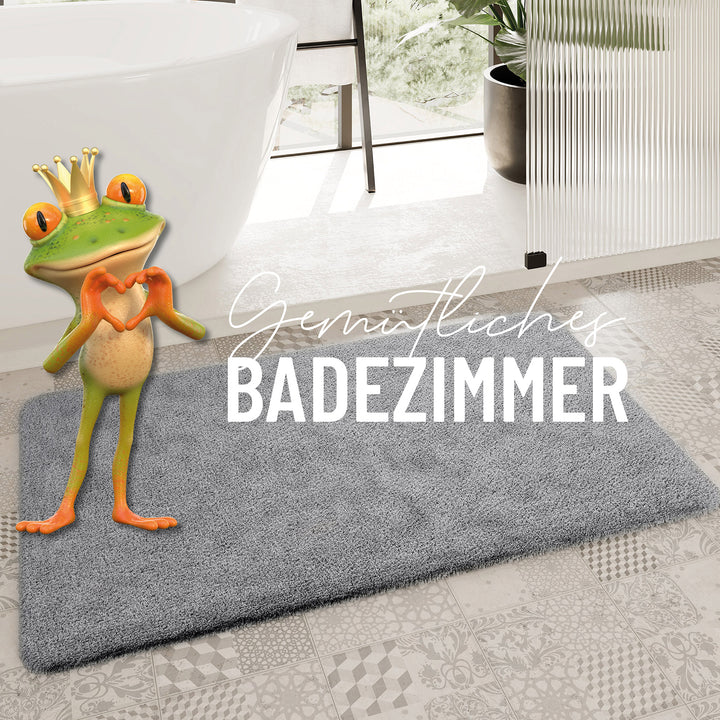 Porto Azzurro Badteppich mittel grau Hochflor rechteckig