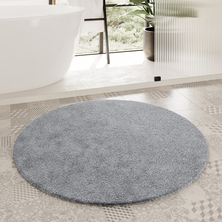Porto Azzurro Badteppich mittel grau Hochflor rund