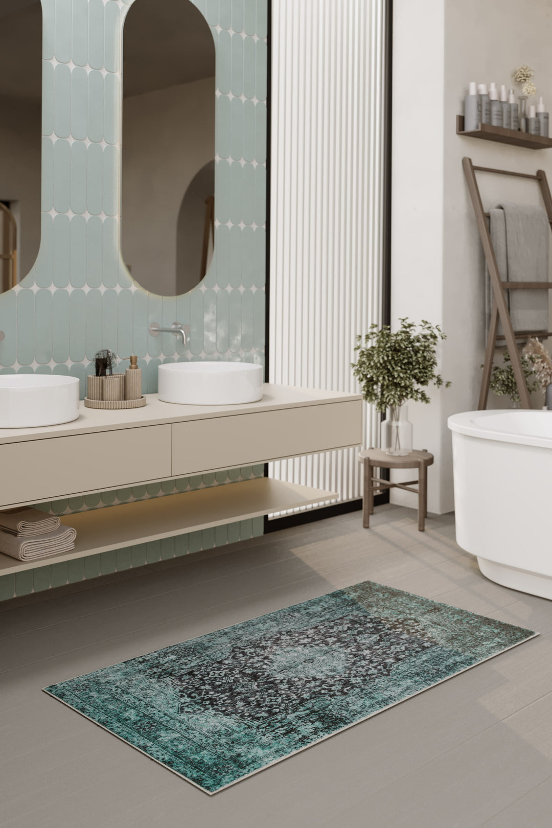 Ralph  Badteppich grün Kurzflor rechteckig