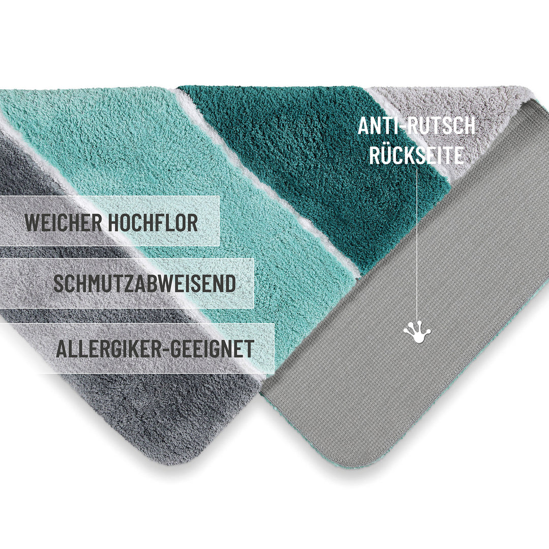 Rio Marina Badteppich türkis blau Hochflor rechteckig