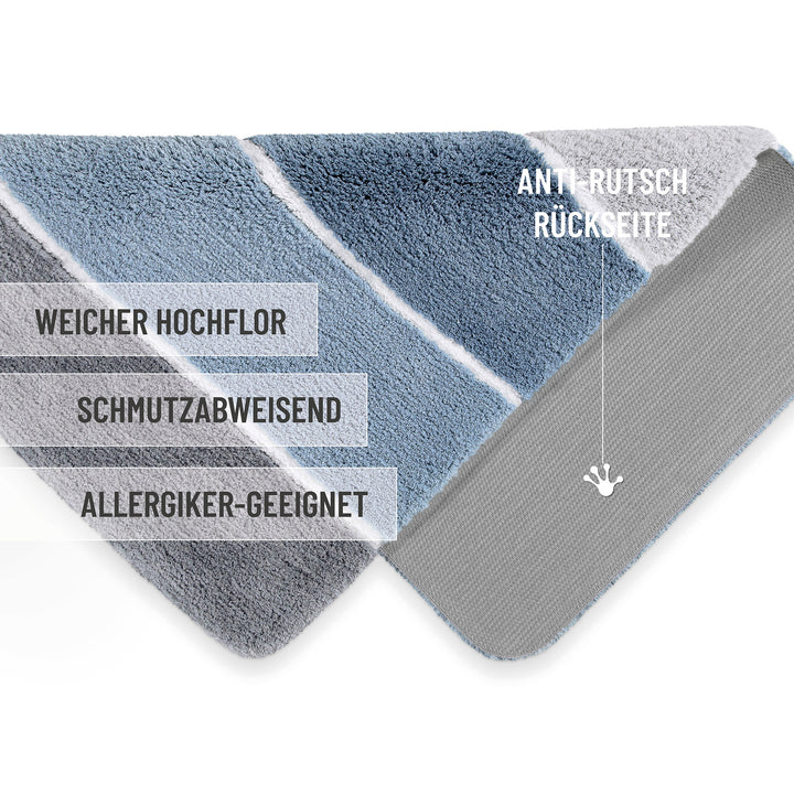 Rio Marina Badteppich rauch blau Hochflor rechteckig
