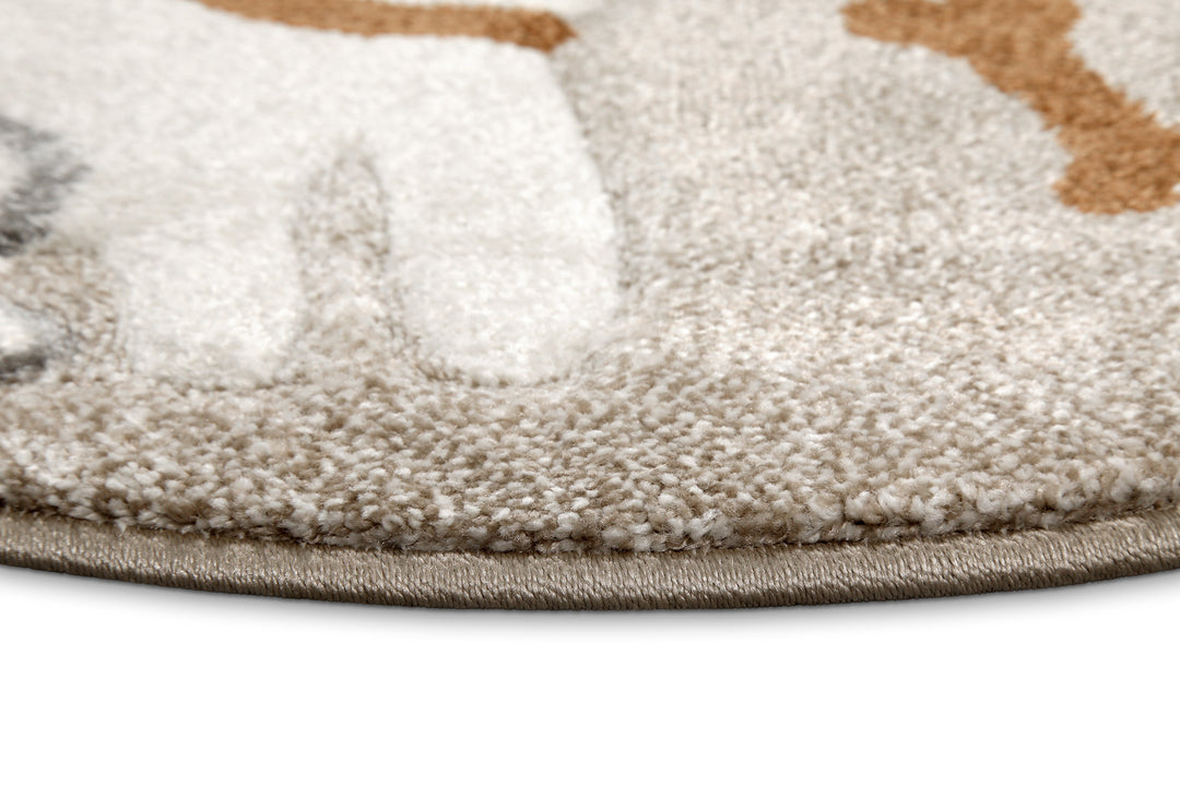 Rocky & Friends Teppich sand beige meliert Kurzflor rund