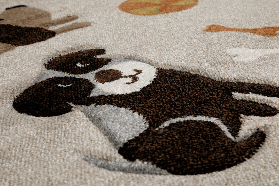 Rocky & Friends Teppich sand beige meliert Kurzflor rund