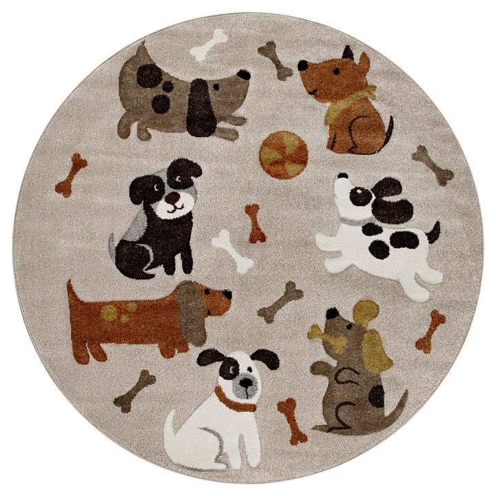 Rocky & Friends Teppich sand beige meliert Kurzflor rund