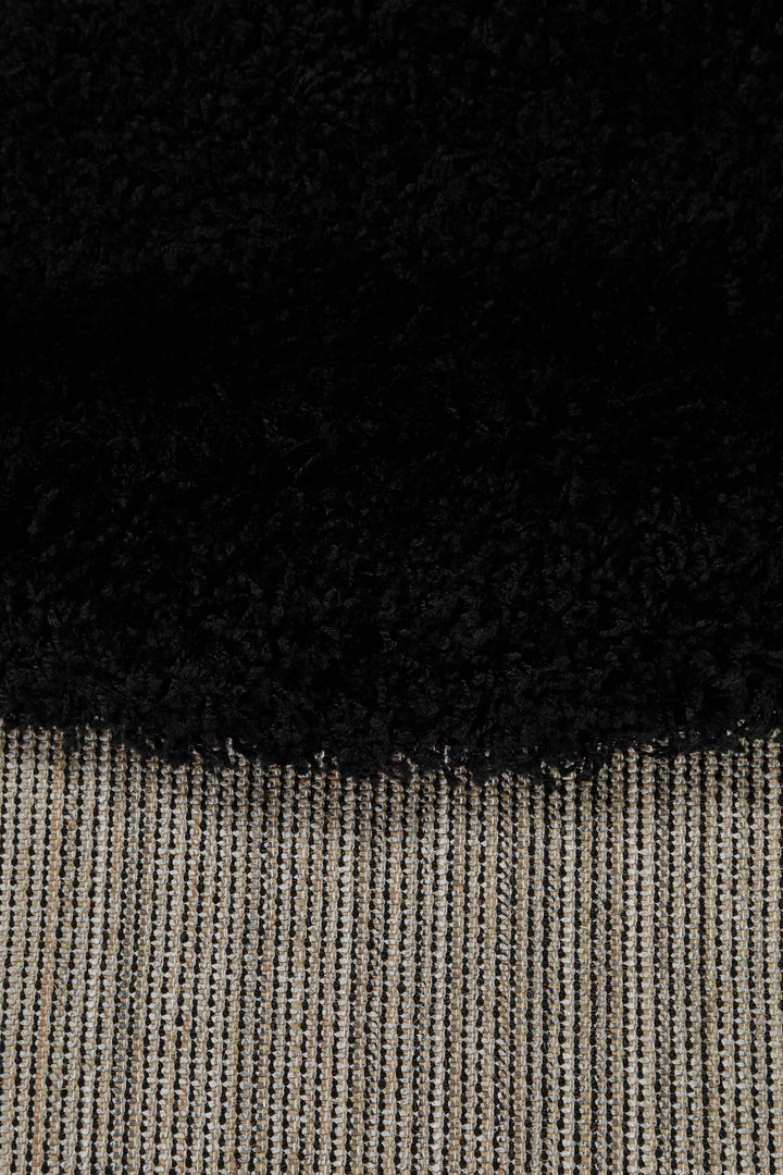 Shaggy Plus Teppich schwarz Hochflor rund
