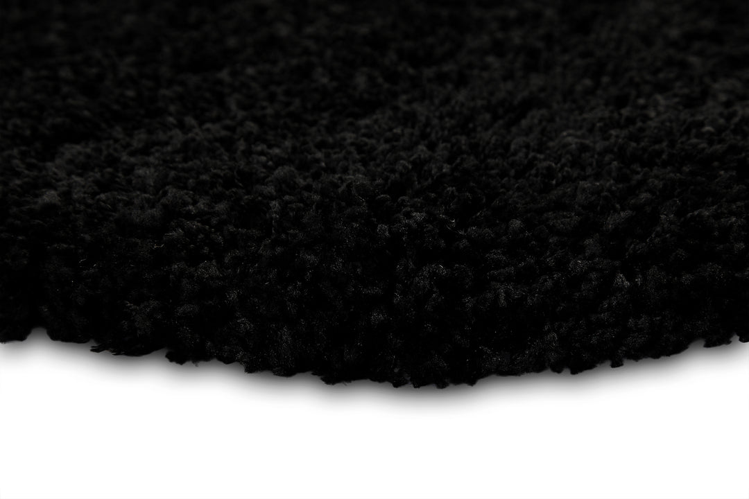Shaggy Plus Teppich schwarz Hochflor rund