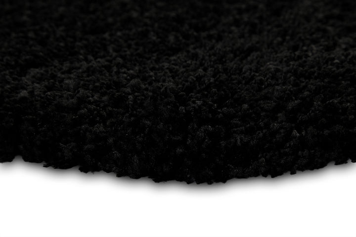 Shaggy Plus Teppich schwarz Hochflor rund