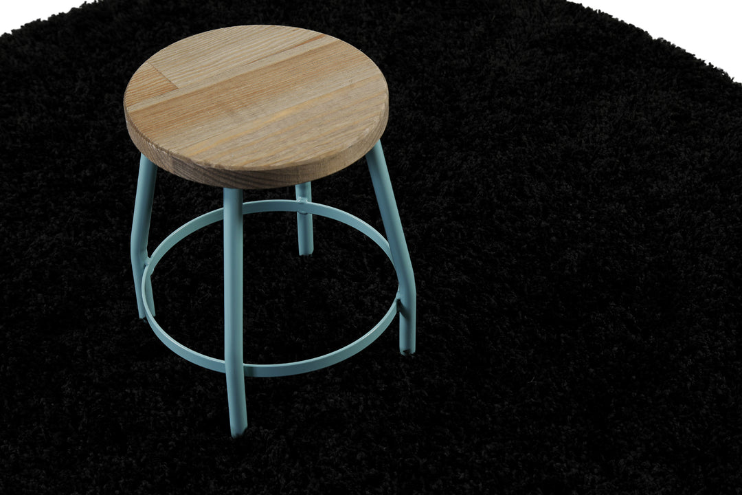 Shaggy Plus Teppich schwarz Hochflor rund