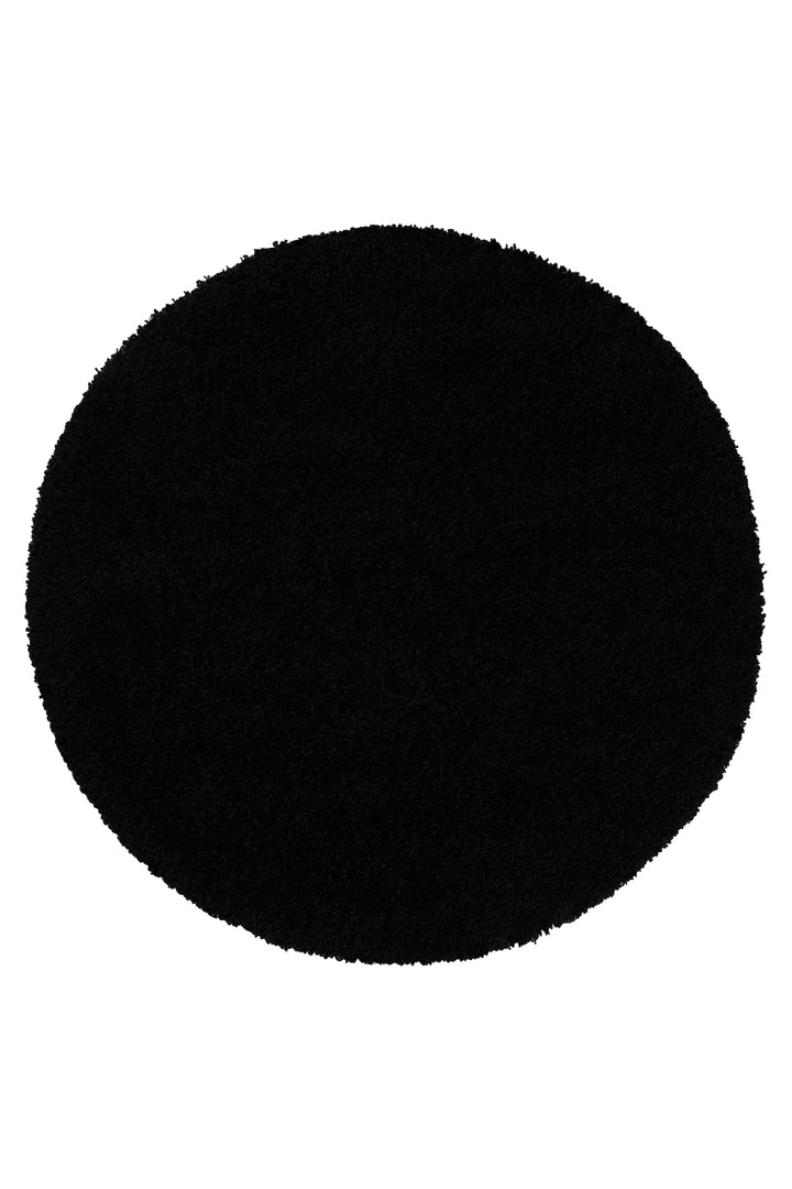 Shaggy Plus Teppich schwarz Hochflor rund