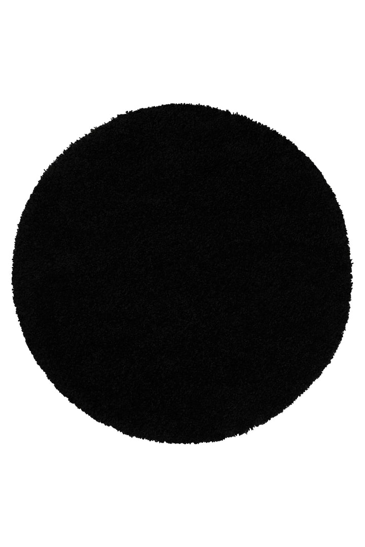 Shaggy Plus Teppich schwarz Hochflor rund