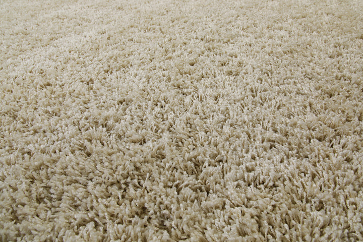 Shaggy Plus Teppich beige Hochflor rund