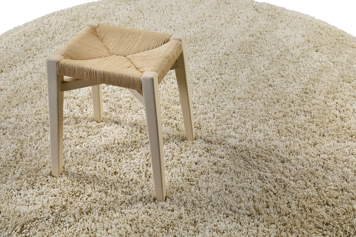 Shaggy Plus Teppich beige Hochflor rund