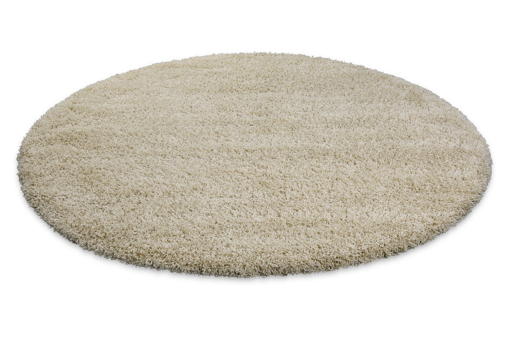 Shaggy Plus Teppich beige Hochflor rund