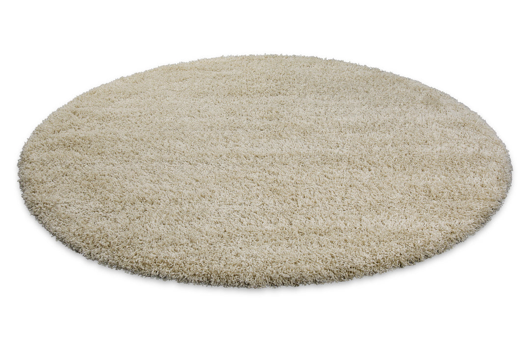 Shaggy Plus Teppich beige Hochflor rund
