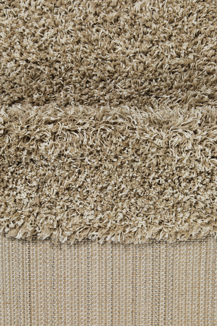 Shaggy Plus Teppich sand Hochflor rund