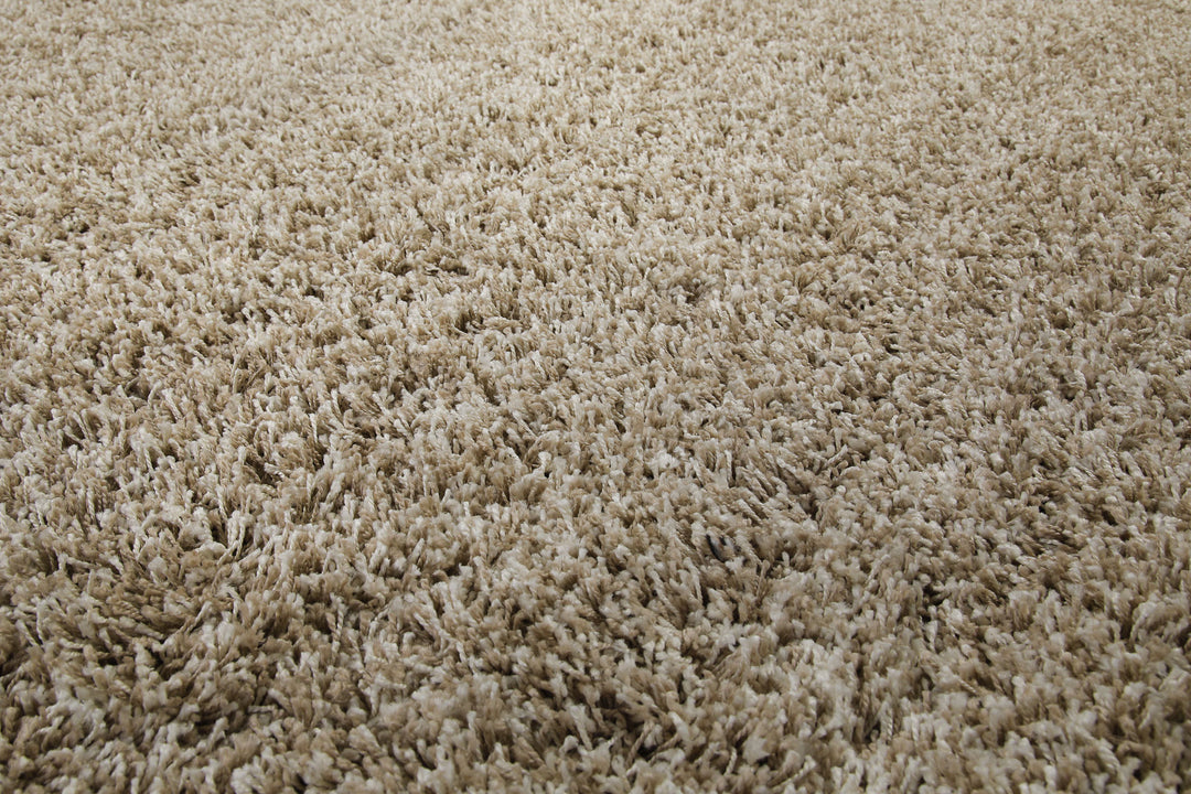 Shaggy Plus Teppich sand Hochflor rund
