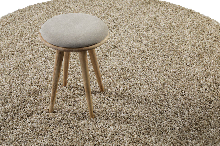 Shaggy Plus Teppich sand Hochflor rund