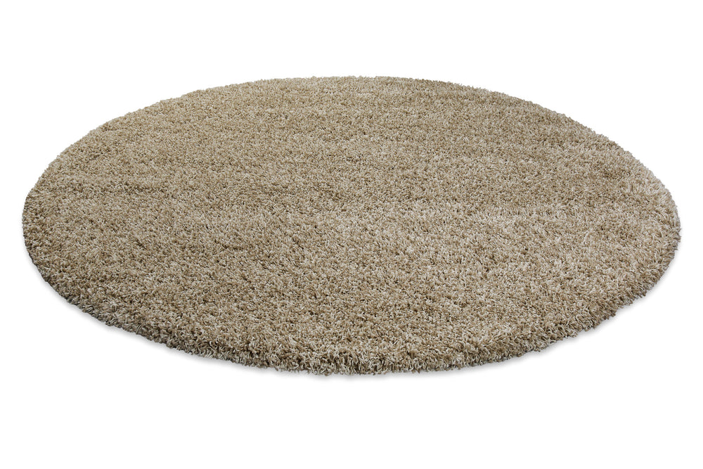 Shaggy Plus Teppich sand Hochflor rund