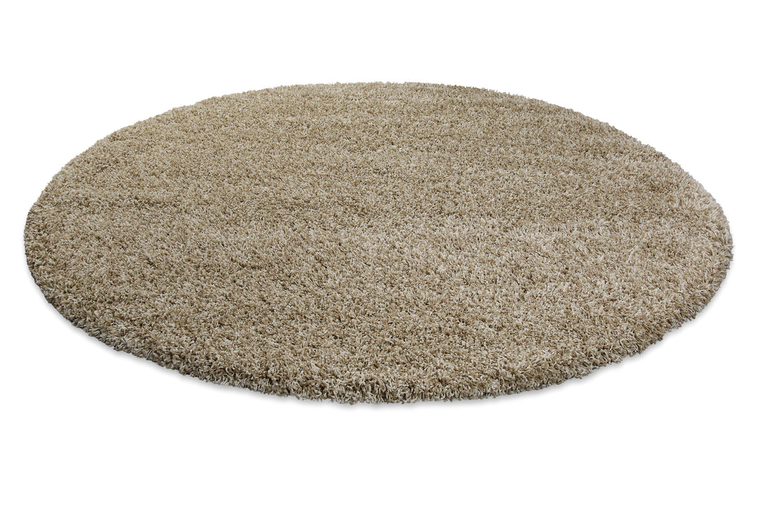 Shaggy Plus Teppich sand Hochflor rund