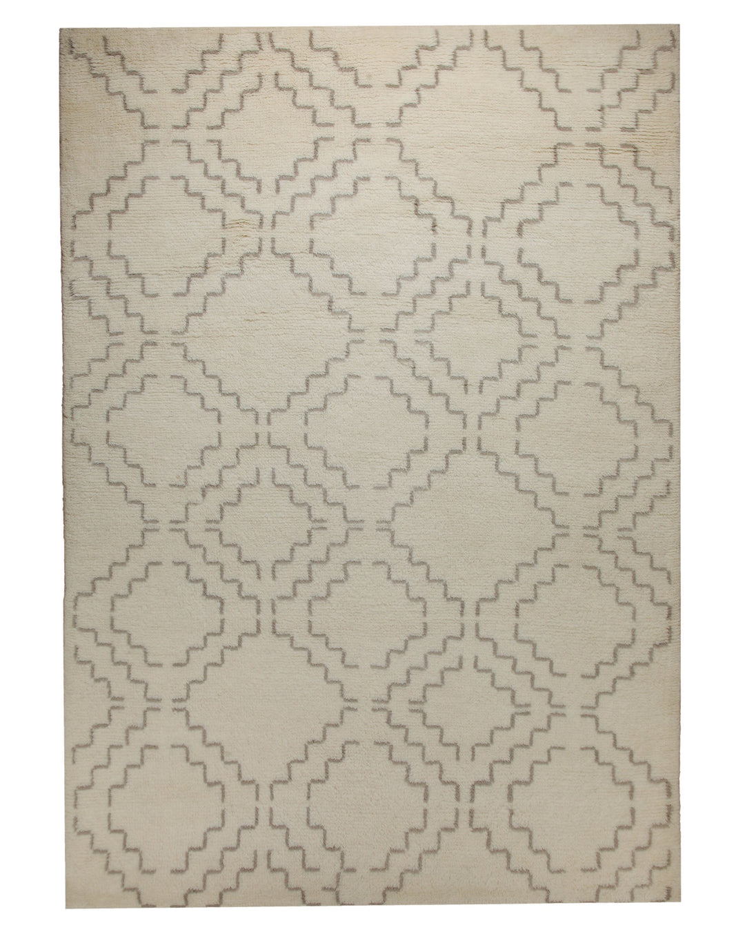 Summer Hochflor Handknüpfteppich Wolle naturweiß 160x230 cm – Produktfoto auf weißem Hintergrund
