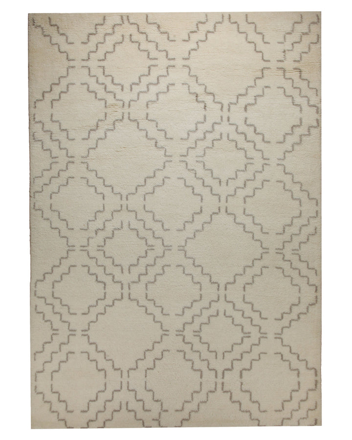 Summer Hochflor Handknüpfteppich Wolle naturweiß 160x230 cm – Produktfoto auf weißem Hintergrund