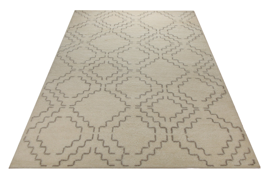 Summer Hochflor Handknüpfteppich Wolle naturweiß 160x230 cm – dekorativ im Raum inszeniert