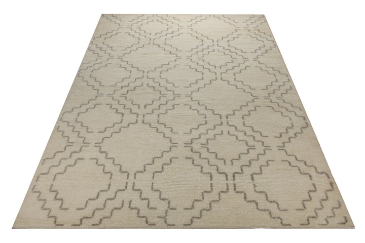 Summer Hochflor Handknüpfteppich Wolle naturweiß 160x230 cm – dekorativ im Raum inszeniert