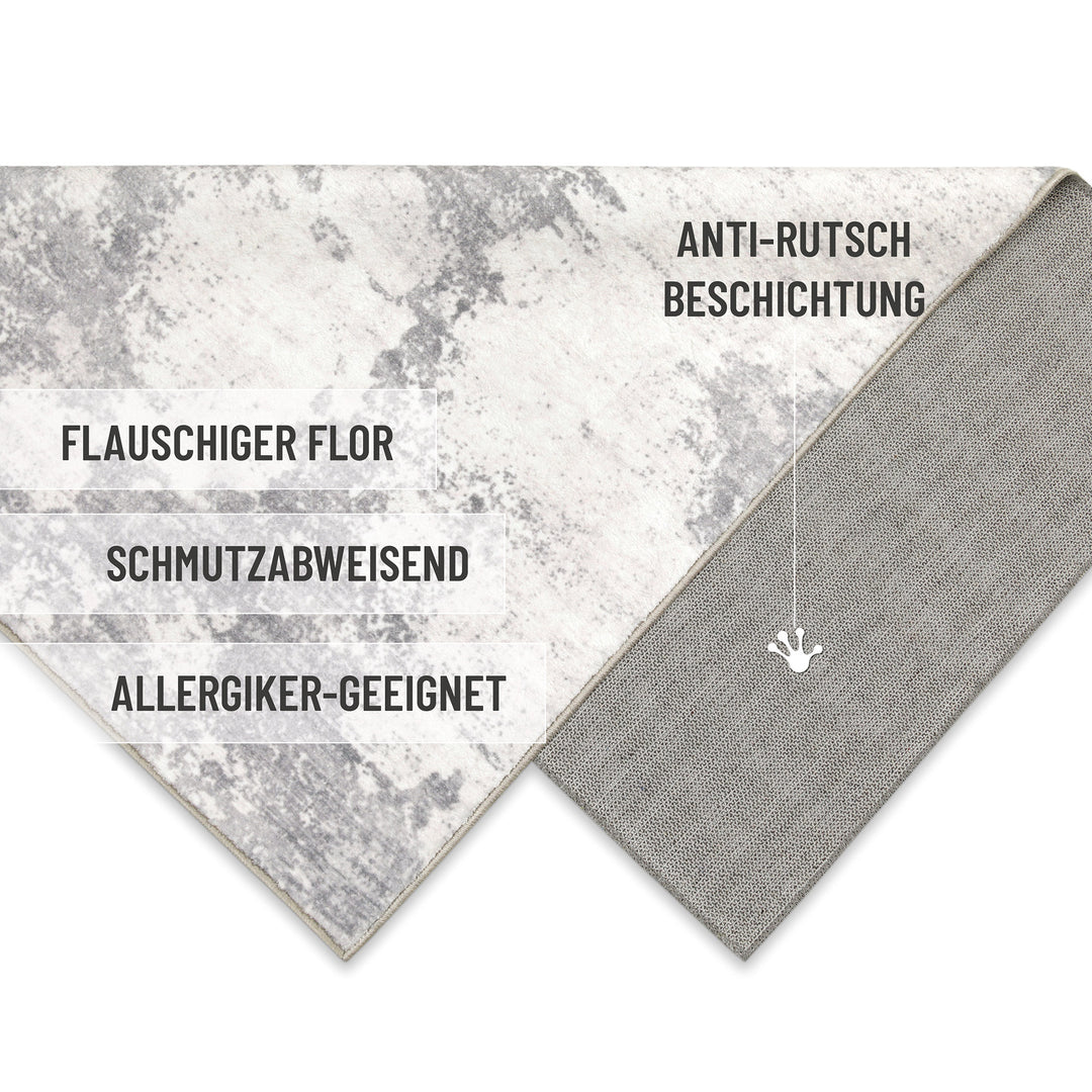 Samu Badteppich greige Kurzflor rechteckig