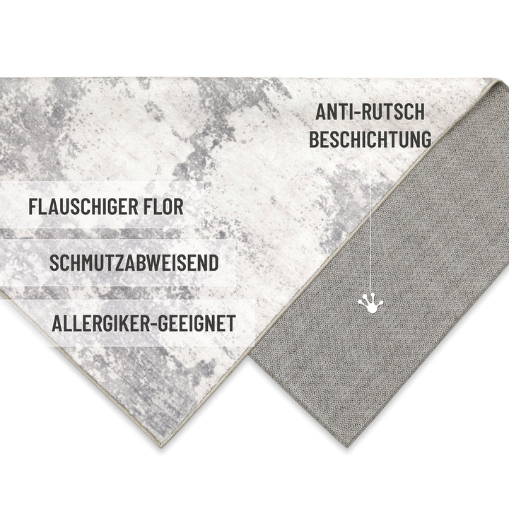 Samu Badteppich greige Kurzflor rechteckig