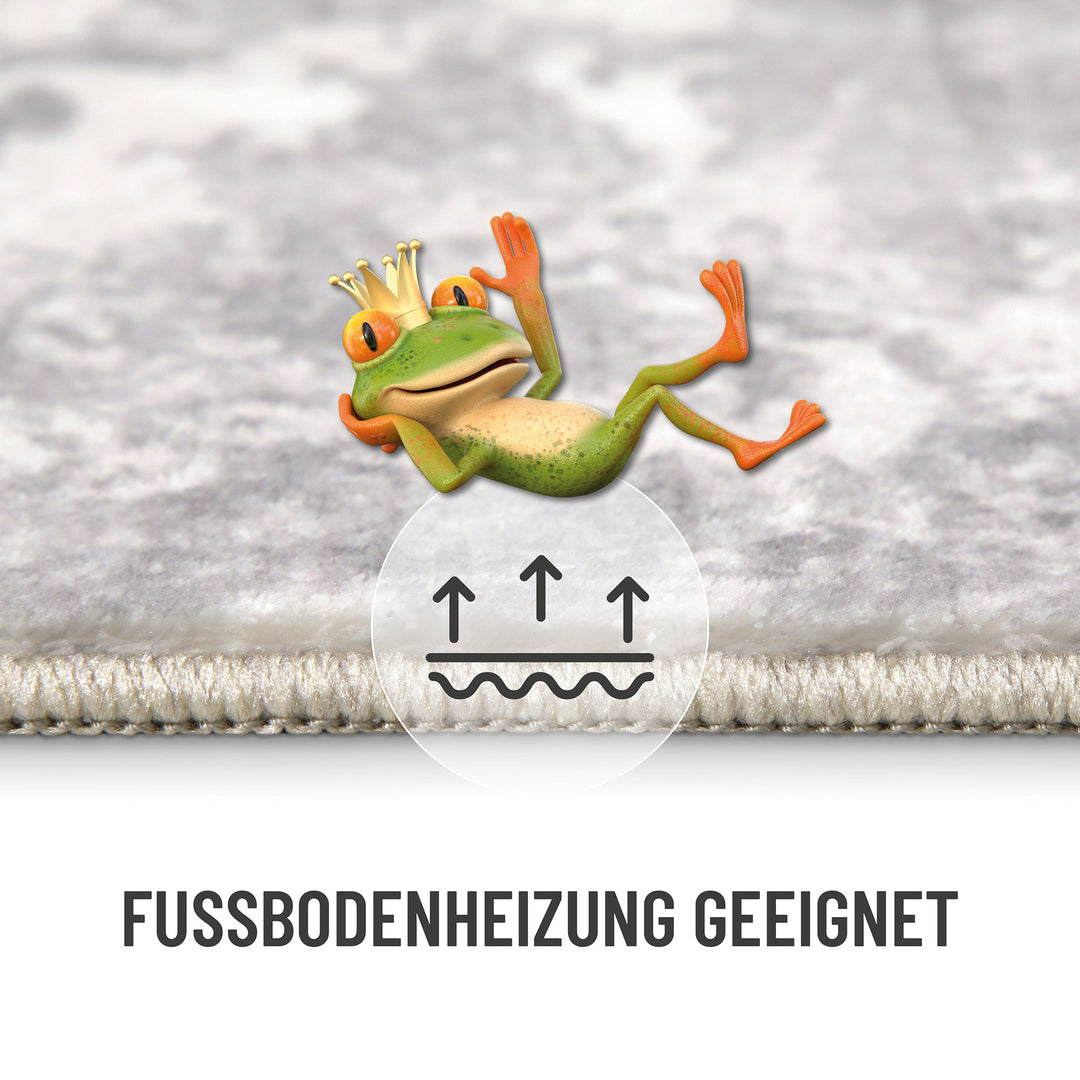 Samu Badteppich greige Kurzflor rechteckig