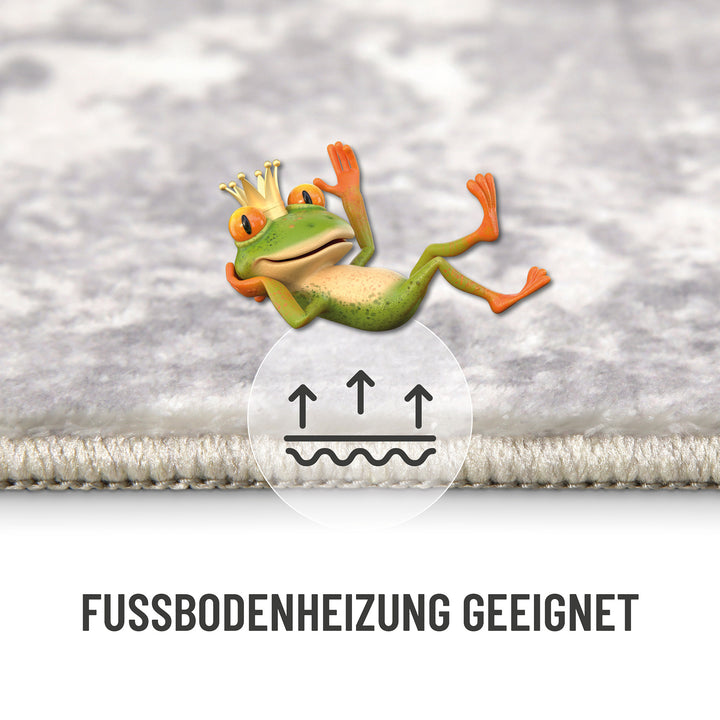 Samu Badteppich greige Kurzflor rechteckig