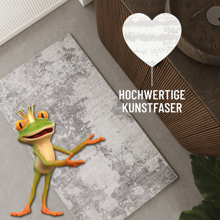 Samu Badteppich greige Kurzflor rechteckig