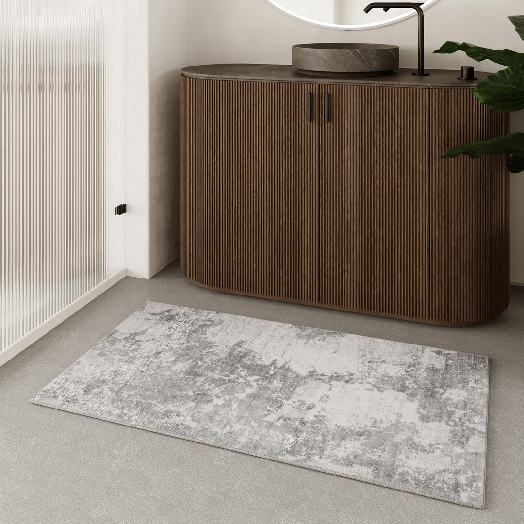 Samu Badteppich greige Kurzflor rechteckig