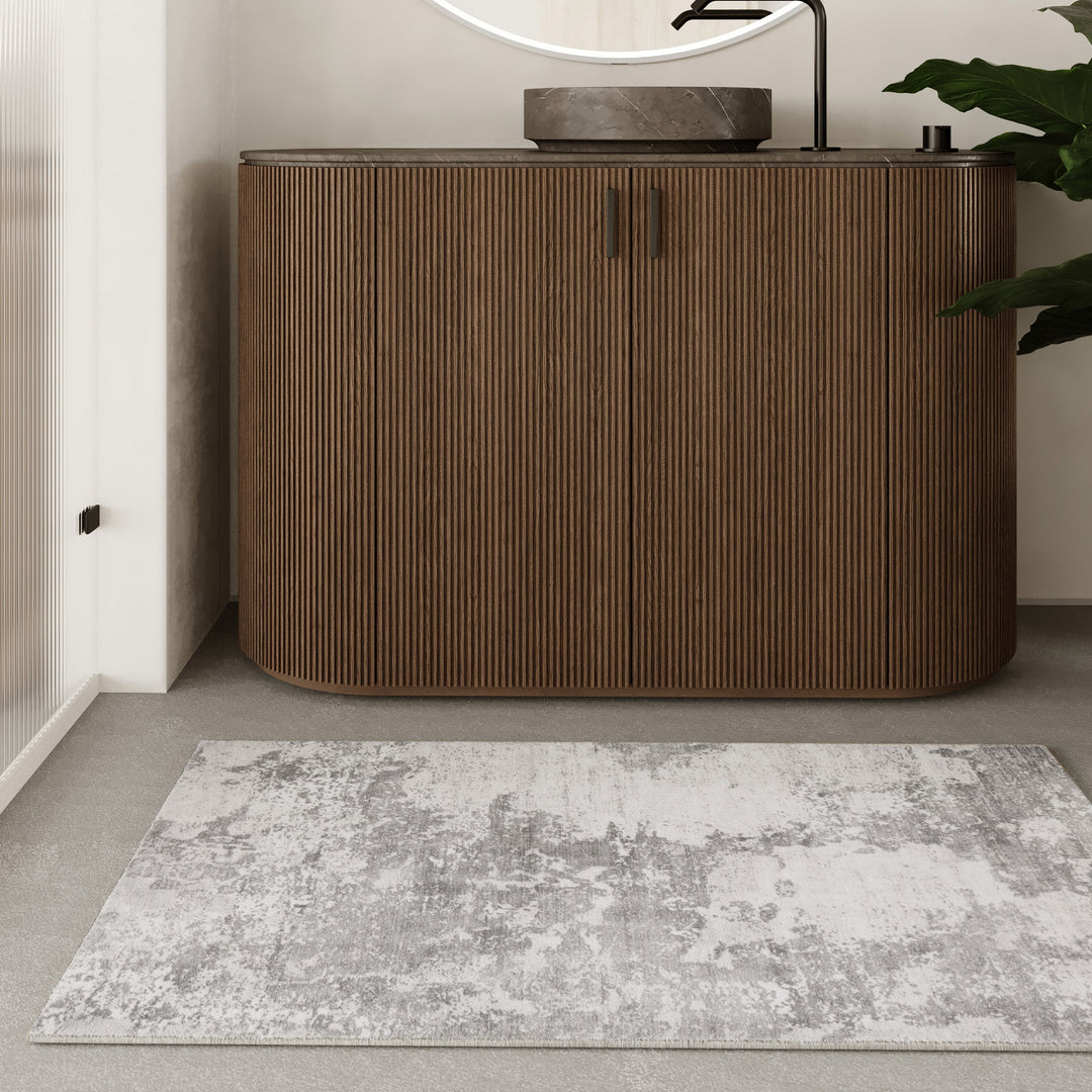 Samu Badteppich greige Kurzflor rechteckig