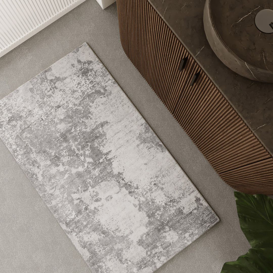 Samu Badteppich greige Kurzflor rechteckig