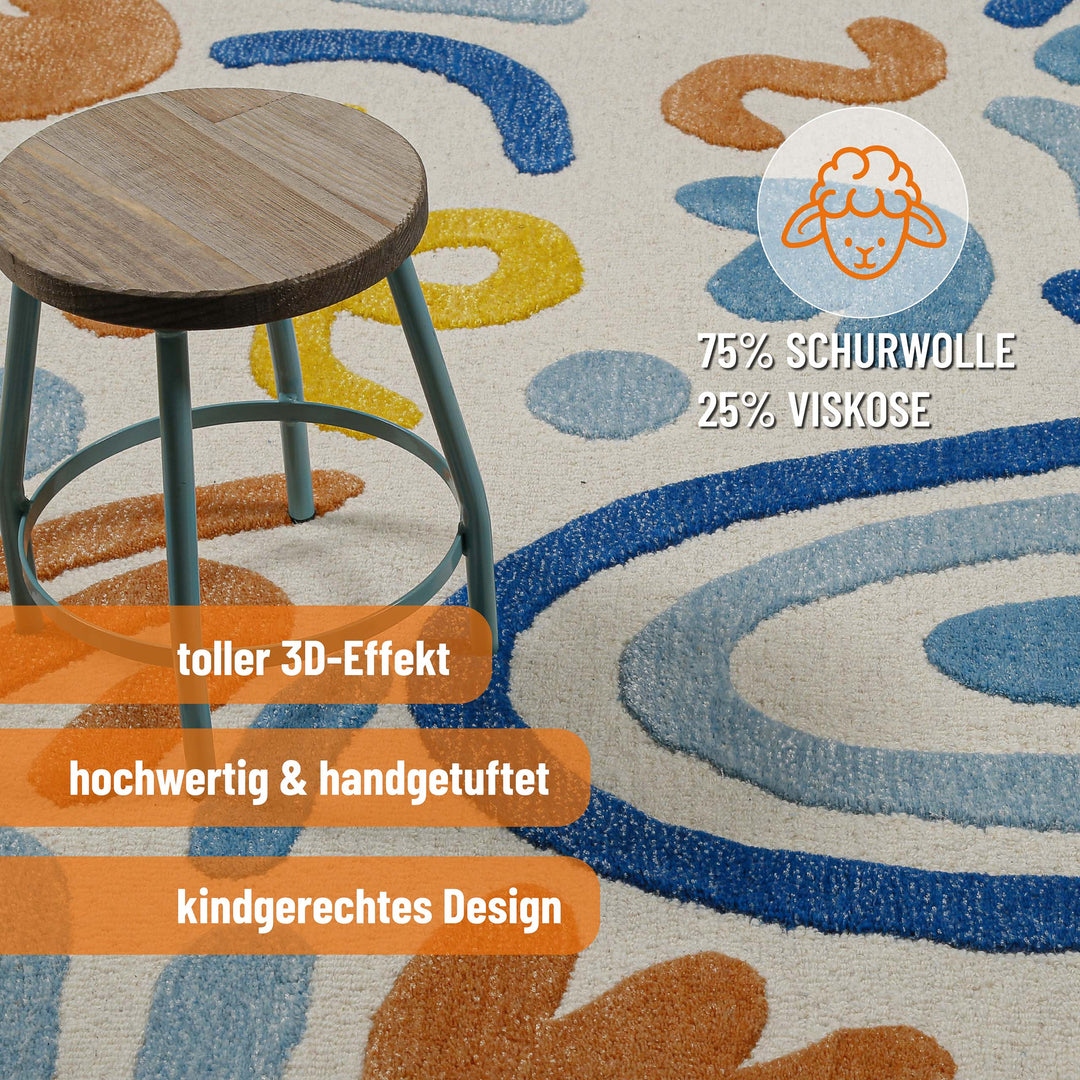 Kinderteppich aus Schurwolle Multi "Scribble" Smart Kids