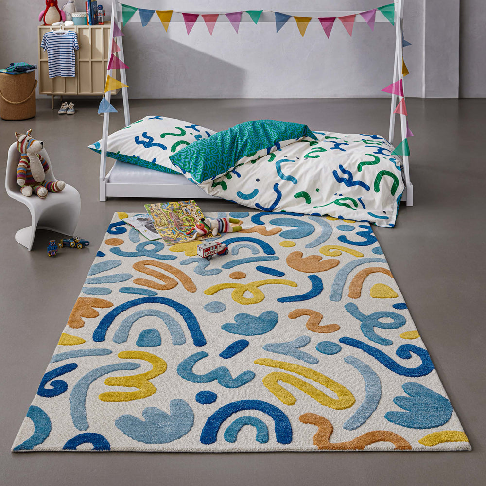 Kinderteppich aus Schurwolle Multi "Scribble" Smart Kids