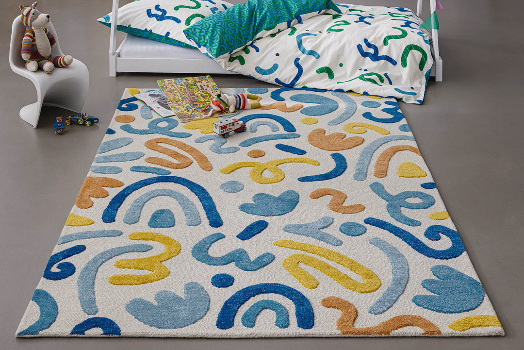 Kinderteppich aus Schurwolle Multi "Scribble" Smart Kids