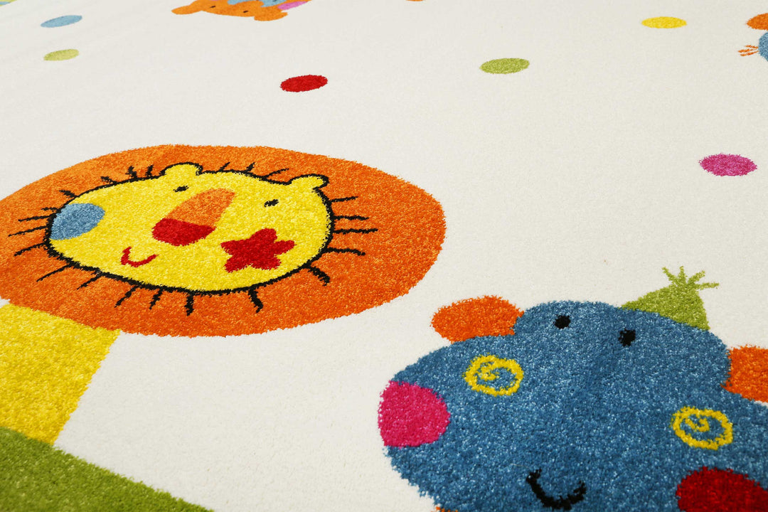 Animal Festival Teppich weiss Kurzflor rechteckig