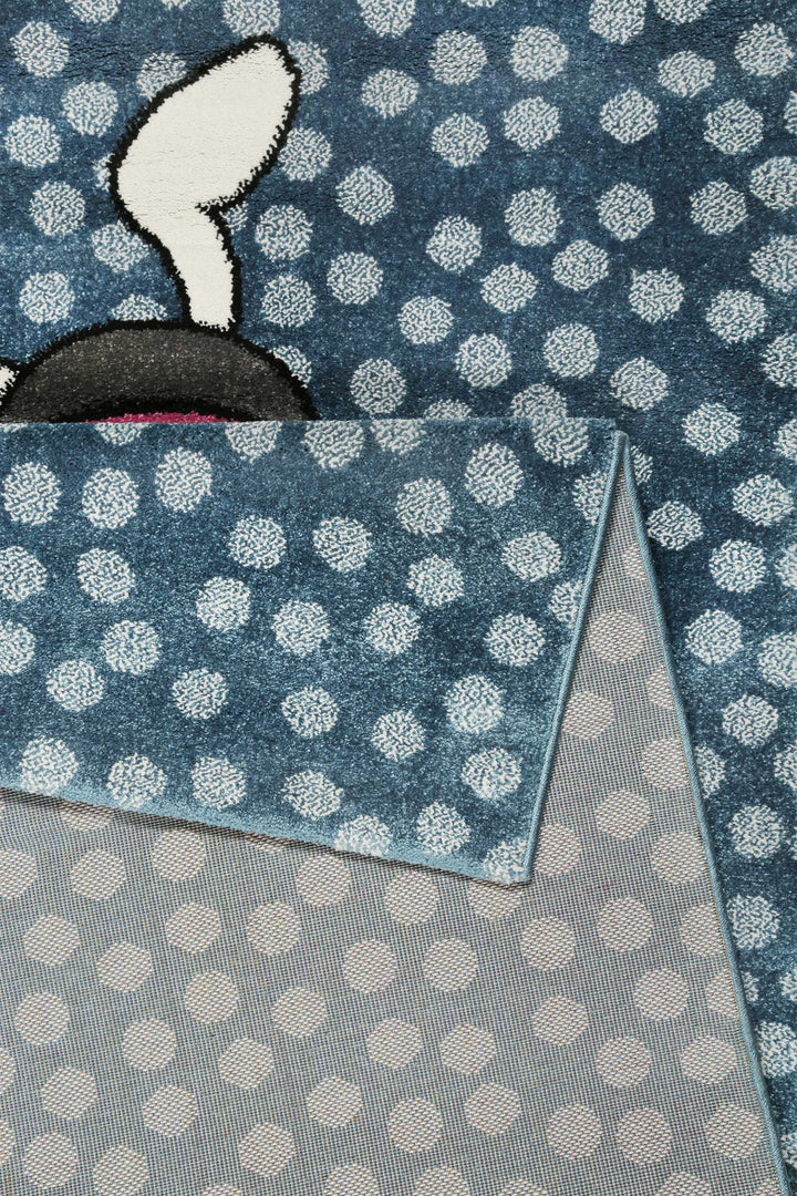 Rainbow Rabbit Teppich blau Kurzflor rechteckig