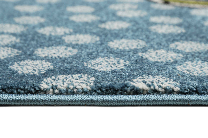 Rainbow Rabbit Teppich blau Kurzflor rechteckig