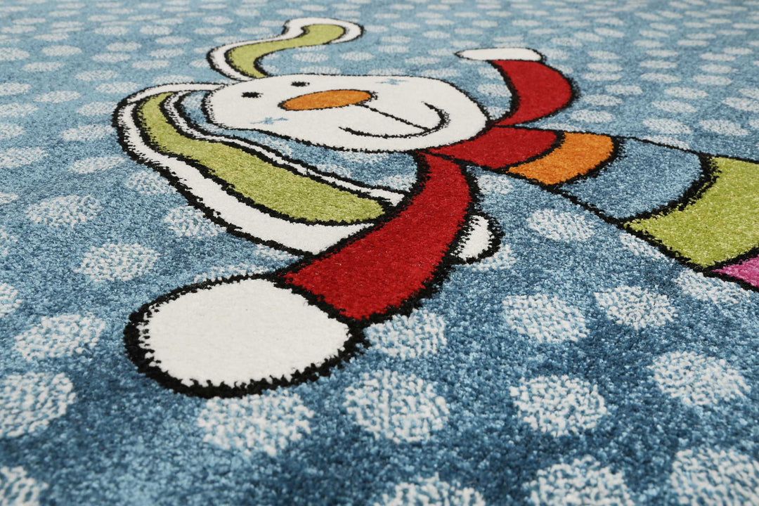 Rainbow Rabbit Teppich blau Kurzflor rechteckig