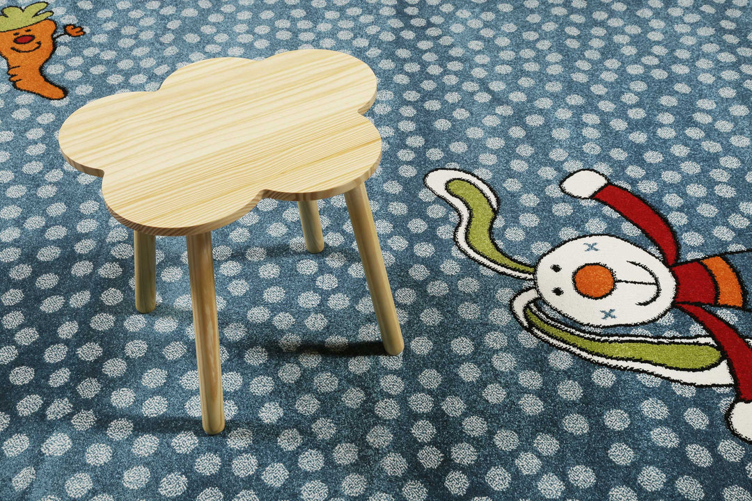 Rainbow Rabbit Teppich blau Kurzflor rechteckig