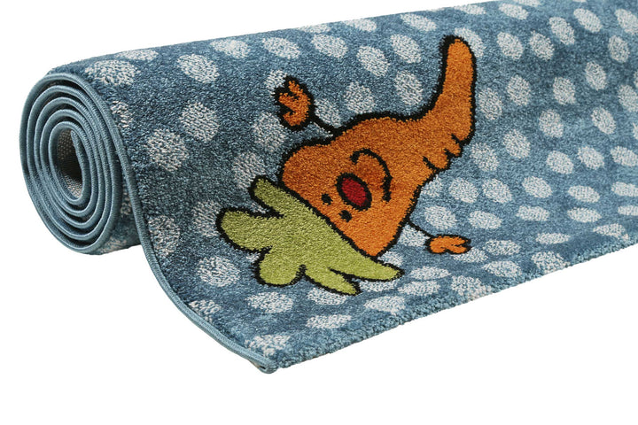 Rainbow Rabbit Teppich blau Kurzflor rechteckig