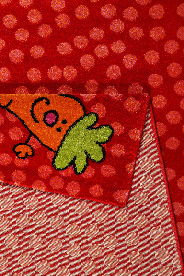 Rainbow Rabbit Teppich rot Kurzflor rechteckig