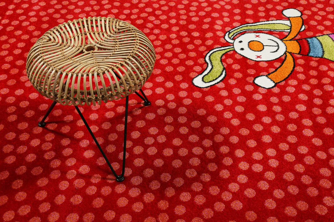 Rainbow Rabbit Teppich rot Kurzflor rechteckig