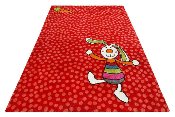 Rainbow Rabbit Teppich rot Kurzflor rechteckig