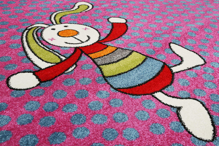 Rainbow Rabbit Teppich pink Kurzflor rechteckig