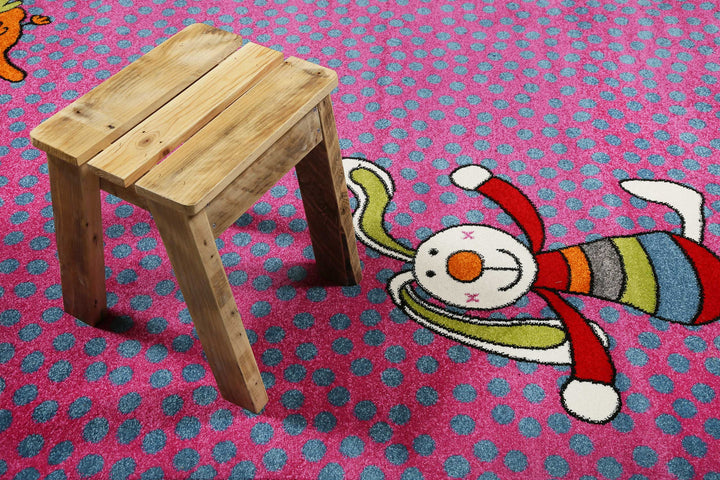 Rainbow Rabbit Teppich pink Kurzflor rechteckig